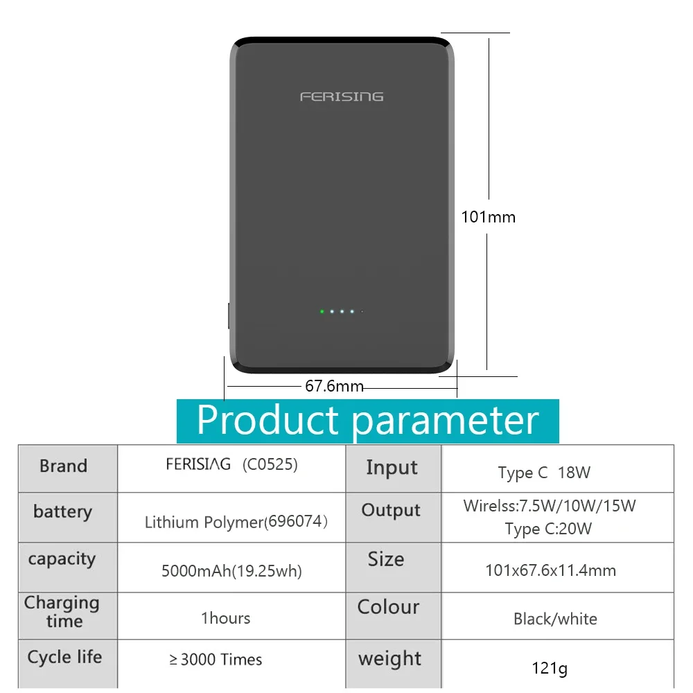 BENKS Magnetischer Akku kompatibel mit Magsafe 5000 mAh Wireless Power Bank Unterstützt leichtes BENKS Magnetischer Akku kompatibel mit Magsafe 5000 mAh Wireless Power Bank Unterstützt leichtes