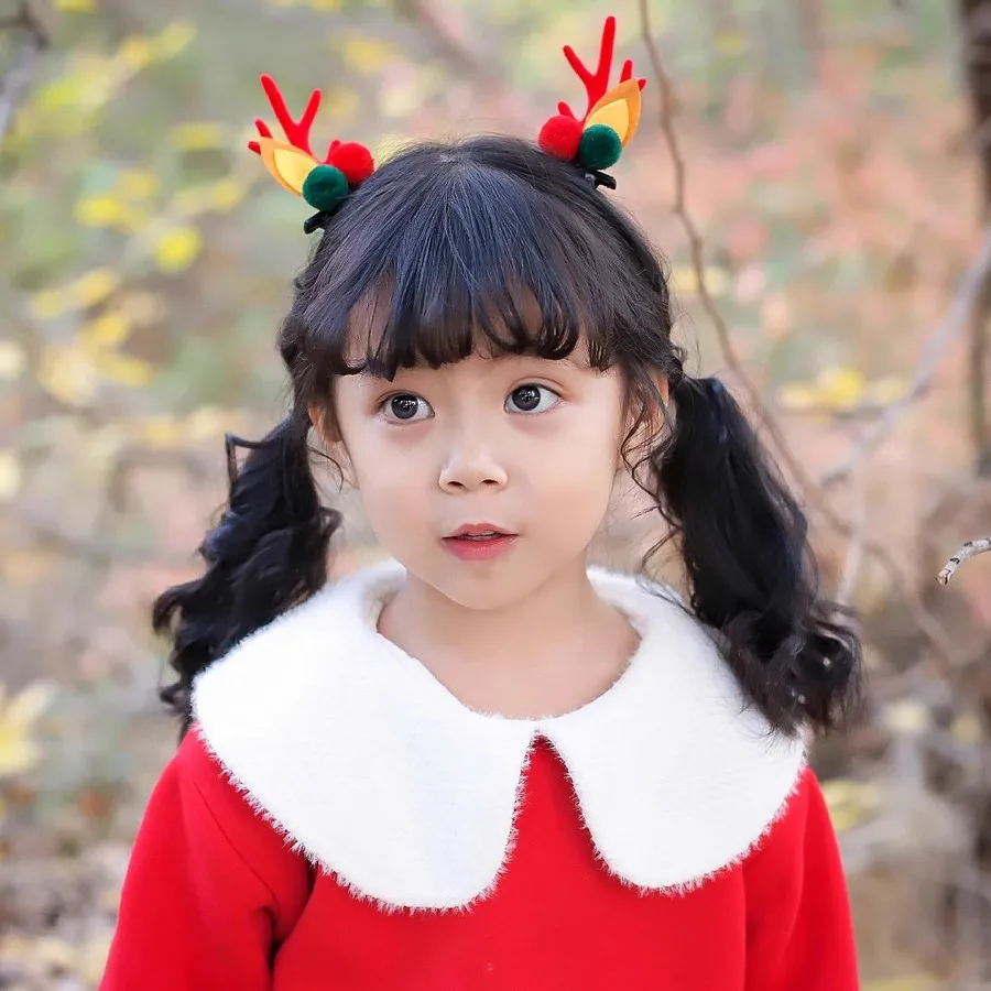 Hair accessories 2pcs/Set Christmas Elk Ear Hair Clip Women Girl Santa Snowman Hairpin Xmas Party Barrettes For Kids Kawaii Cosplay Headwear