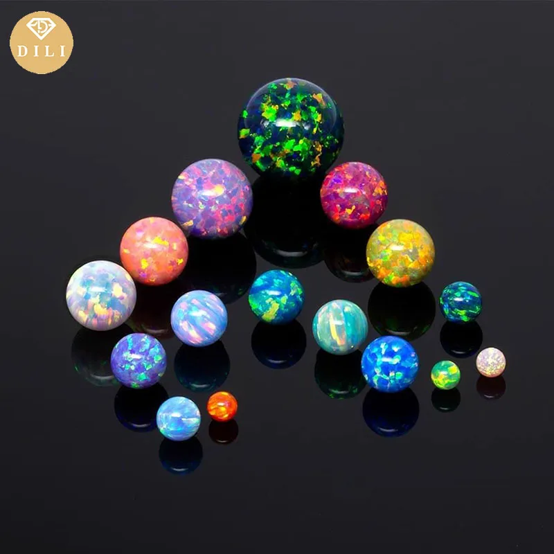 4mm Free Shipping OP43-84 Lab Grown Synthetic Ball Opal Bead With Full Hole/Half Hole/Without Hole