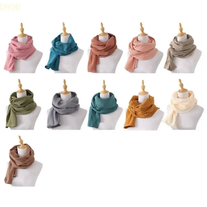 090B 65x180cm Solid Color Muslin Scarf Headscarf Multifunctional Nursing Cover Soft