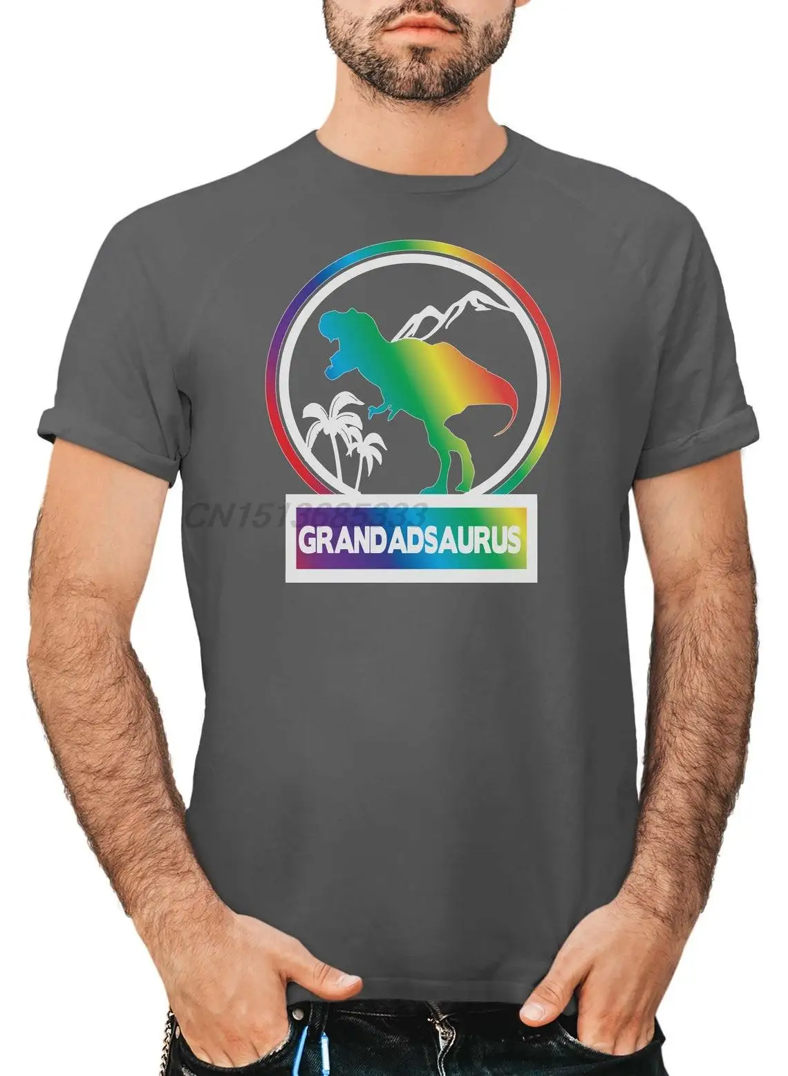 Rainbow Grandadsaurus T-Rex T-Shirt Uomo Retro Dino Fun Fathers Day Top Camicie Uomo Oversize Cotone Casual Manica Corta Tees
