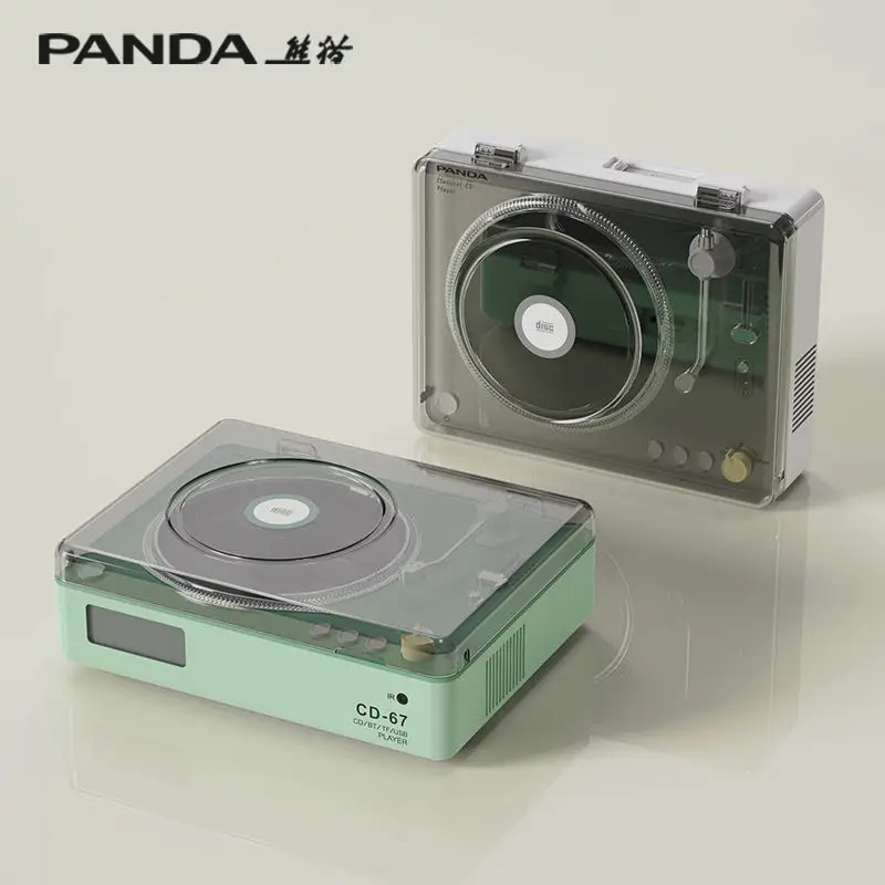 Panda CD Player CD67 Classic Retro Speaker Disc CD Sound System Supports LINE OUT/USB/TF CARD/Bluetooth 5.0 Home Player Speaker