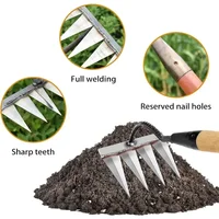 Weeding Hoe Iron Rake Garden Rake Metal Carbon Steel Tooth Nail Rake Weeding Loose Soil Agricultural Tool for Sturdy Dethatching 2