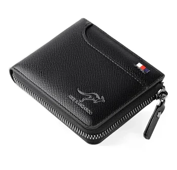 Portafoglio di design di lusso per uomo porta carte di credito RFID in pelle PU portafogli da uomo portamonete corto portatile con cerniera pieghevole