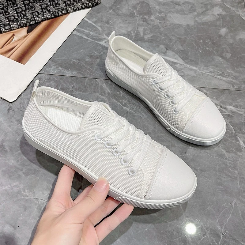 2024 Women's Autumn Simple Solid Color Comfortable Non-slip Loafers Outdoor Shallow One-leg Mesh Breathable Vulcanized 36-43