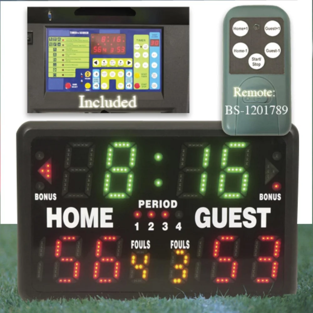 SSG BSN 디지털 멀티 스포츠 득점판, 휴대용 득점판, 원격 내장 배터리, 야외 LED 농구