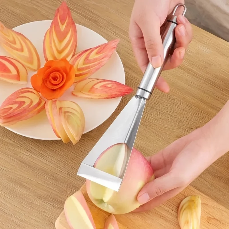 Stainless Steel Fruit and Vegetable Slicer Apple Shaper Carving Knife Cucumber Disc Pattern Cutter