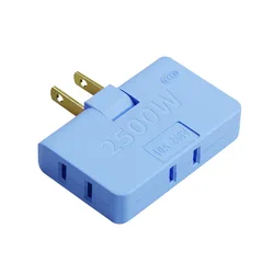Universal 3 - in - 1 Rotatable Power Adapter with Slim Wireless Outlet - US Plug (Blue)