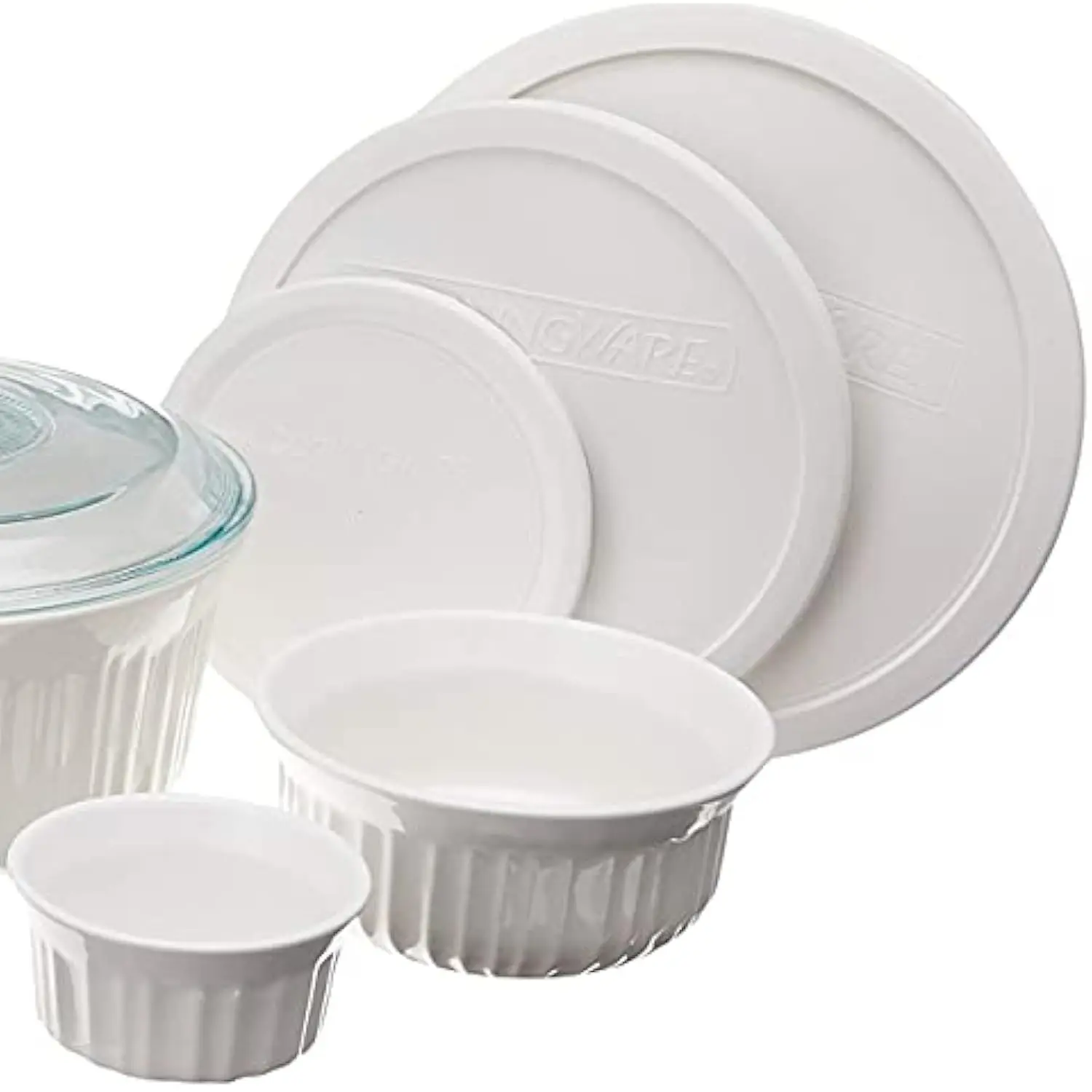 French White 10-Pc Ceramic Bakeware Set with Lids, Chip and Crack Resistant Stoneware Baking Dish, Microwave, Dishwasher, Oven,
