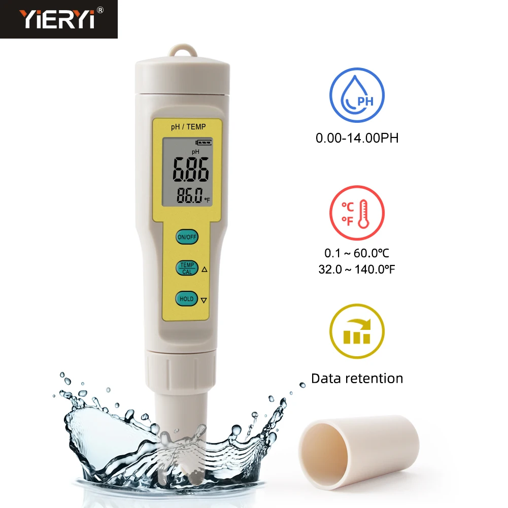 

0.01 High Accuracy PH Meter ATC Digital Water Quality pH Tester For Aquarium Swimming Pool Fish Tank Hydroponics with Buffer Kit