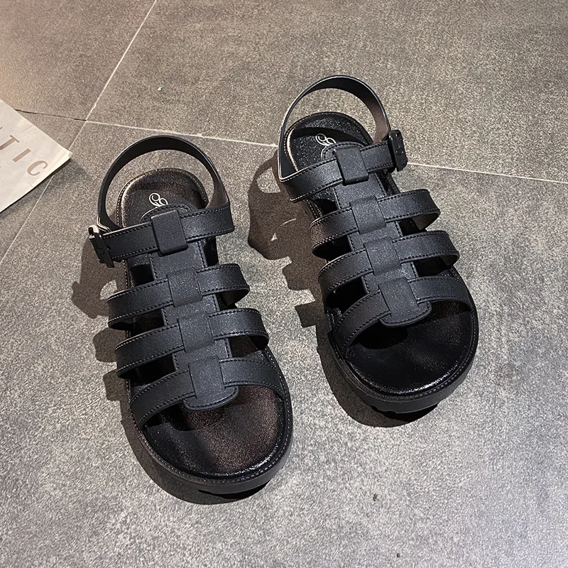 Fashion Roman Sandals Women Ins Style Casual Buckle Hollow Outdoor Girls Sandals