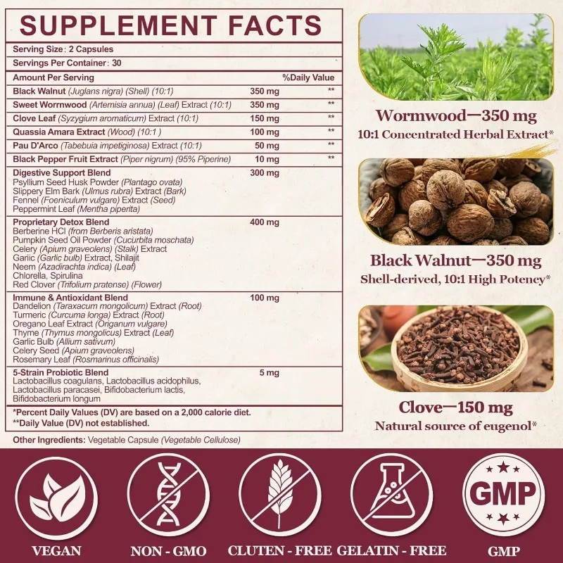 Wormwood Black Walnut capsules 1815mg 6 S3b6a055053b64f21a99917b856304c58A