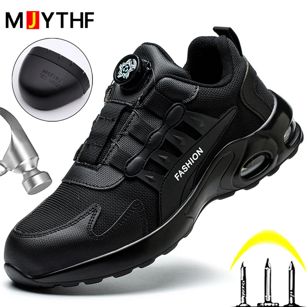 

Fashion New Men Safety Shoes Rotating Button Work Shoes Sport Men Protective Boots Anti-smash Anti-puncture Indestructible Shoes