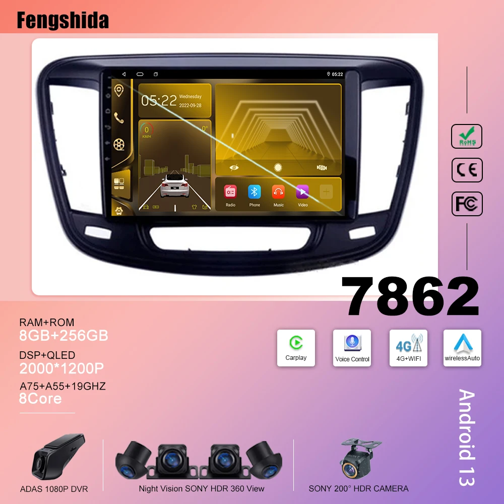 Stereo System 2 64G] For Chrysler 200 200C 200S 2015 2016 2017 Android Stereo - 9 Bluetooth Carplay