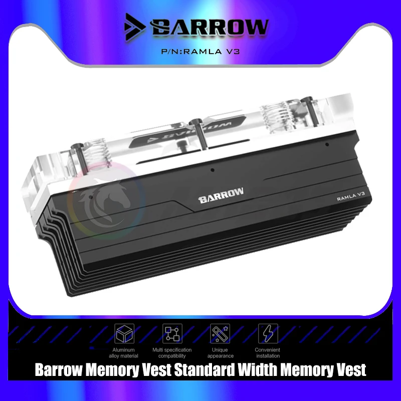 

Barrow Computer RAM Water Block For DDR5 DDR4 Memory Heat Sink, with Cooling Armor Vest Support 2/4 Channels RAMWBT-PA2 RAMLA V3