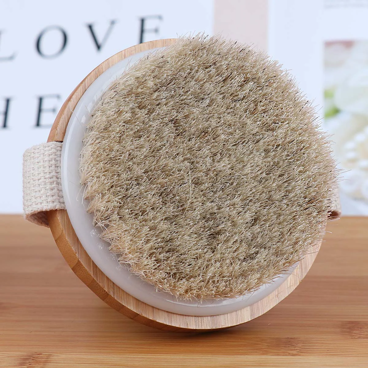 Professional Dry Brush Dry Skin Body Brush Cellulite Massager with Horsehair Back Brush Scrubber Skin Clean and Exfoliation 5