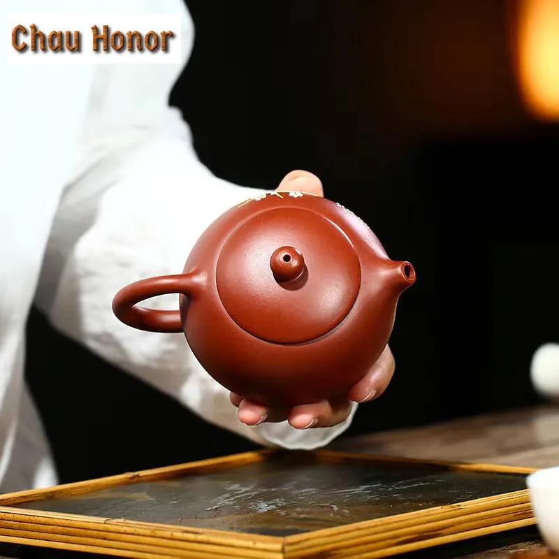 210ml Authentic Yixing Raw Ore Dahongpao Handmade Mud Painting Songmei Xishi Purple Clay Teapot Chinese Kung Fu Teaset Household