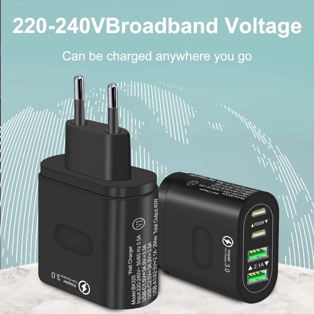 USB Charger PD 30W Fast Charging EU/US Plug Mobile Phone Adapter For iPhone Samsung Xiaomi Quick Charge Wall Charger