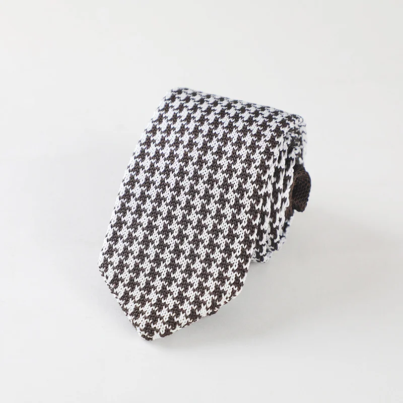 Black and White Knitted Tie Checkered Knit Tie 