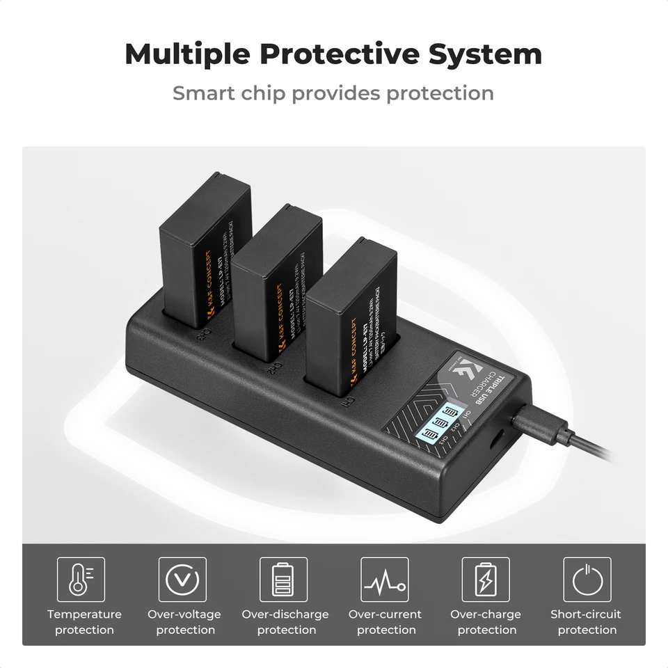 K&F Concept LP-E17 バッテリー 3 パック アップグレードされた 3