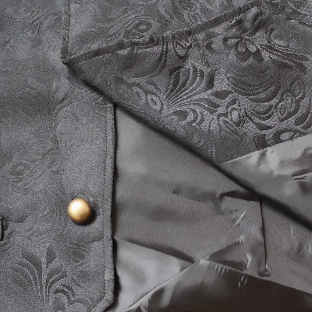 Gentleman Vintage Vest Waistcoat Victorian Black Men Steampunk Gothic Jacquard Male Party Wedding Costume For Men's Blazer Suit