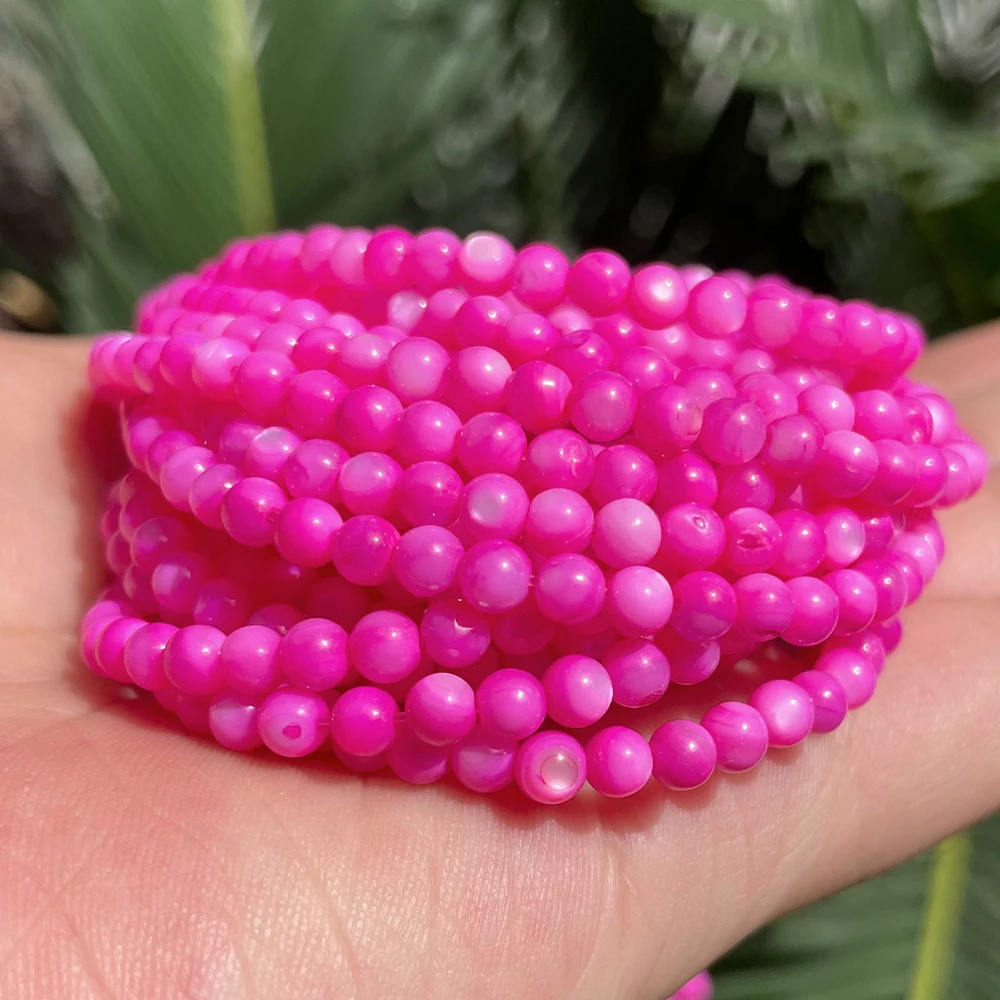 Colorful 4mm Natural Shell Round Beads for Handmade Jewelry & Accessories, 15-inch Strand
