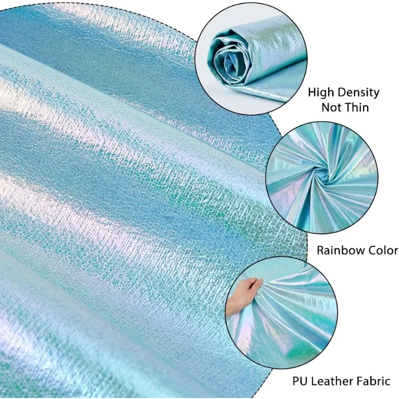 1 Yard Iridescent Fabric Shimmer Sewing Crafting Aquamarine Blue Holograhic Fabric Costume Stage Performance