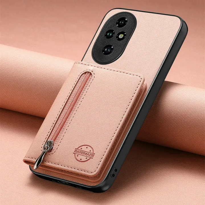 Premium RFID Leather Zipper Wallet Case - 5G Compatible