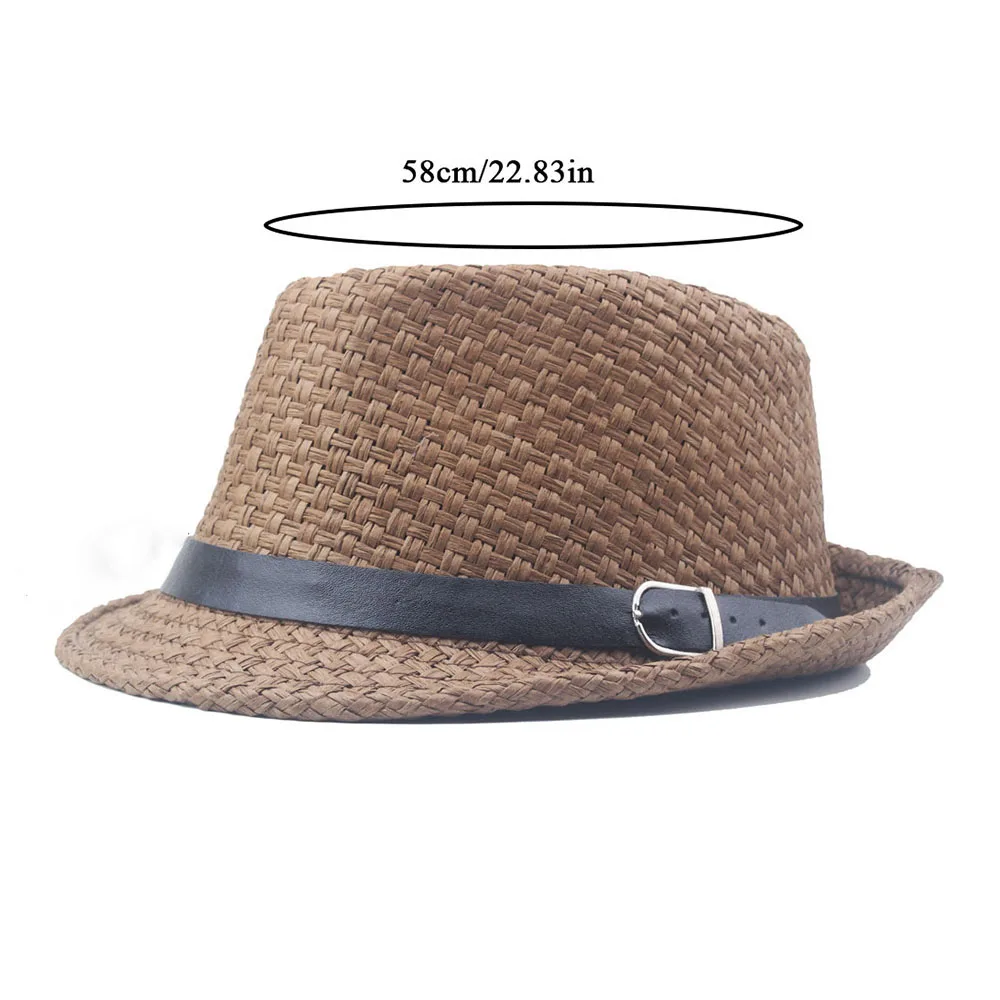 Spring Gentleman Sombrero Summer Straw Hat Vintage Solid Color Breathable Visor Outdoor Sun Hats Jazz Hat Unisex Beach Caps 2