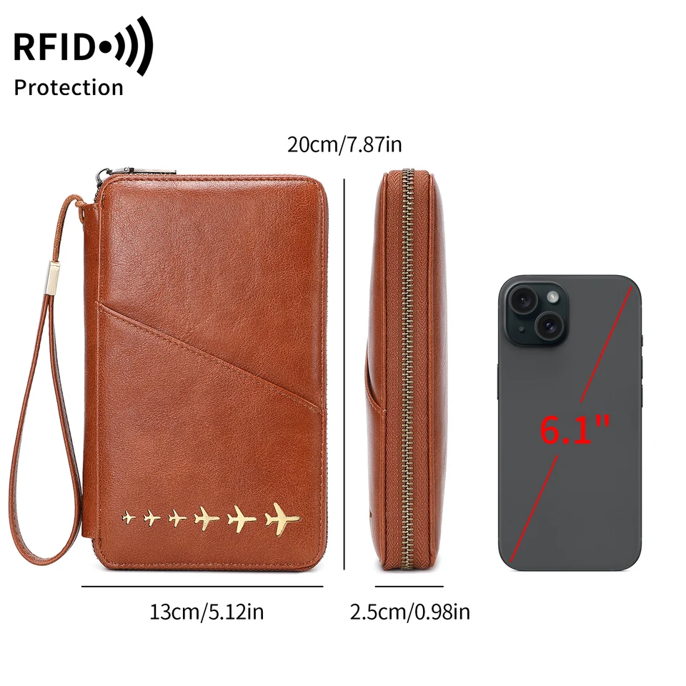 Nieuwe Family Holder RFID-blokkerende reisdocumententas voor dames en heren, multifunctionele paspoortportemonnee van PU-leer._voghion.com