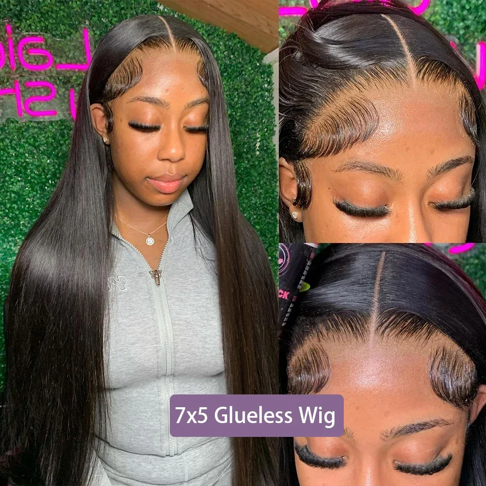34 Inch Vietnamese Hair Bone Straight Glueless Wigs Human Hair Lace Frontal Wig 7X5 Ready to Wear Wig Preplucked Raw Virgin Hair 2