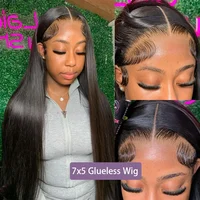 34 Inch Vietnamese Hair Bone Straight Glueless Wigs Human Hair Lace Frontal Wig 7X5 Ready to Wear Wig Preplucked Raw Virgin Hair 2
