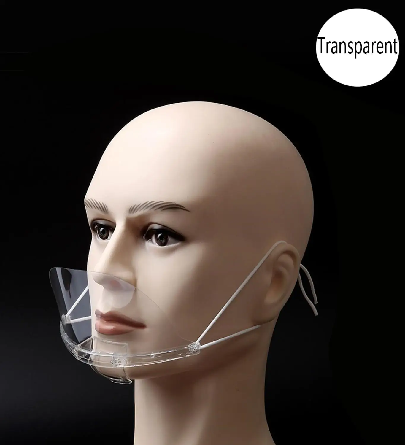 Plastic Reusable Hygiene Sanitary Mask Comfortable Anti Fog Duskproof Antibacterial Smile Transparent Portable Face Mask 2
