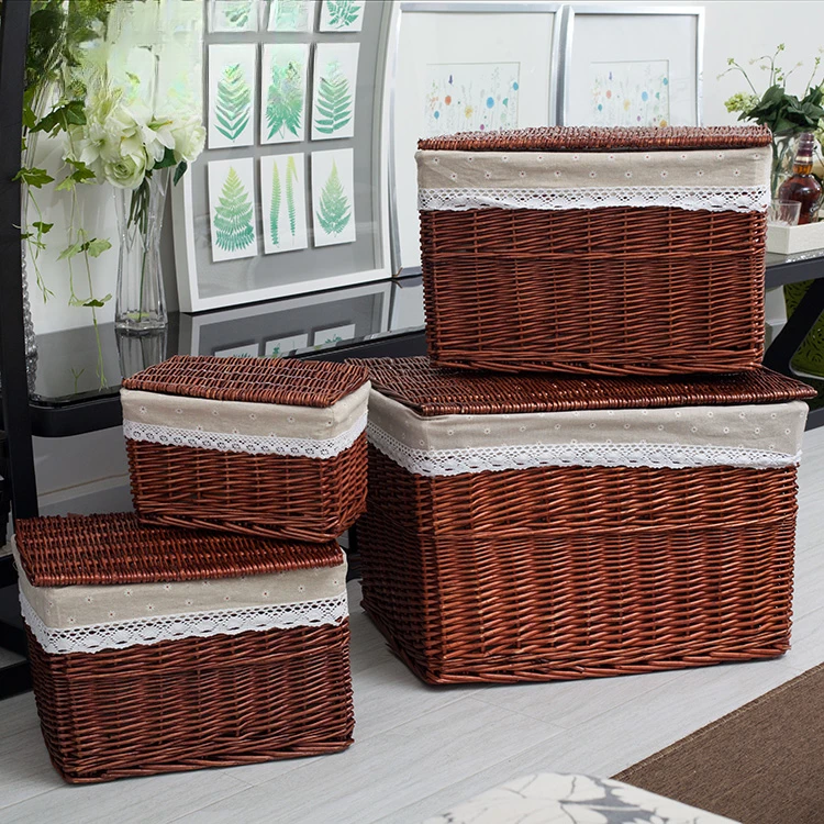 

Pastoral rattan storage box, large covered storage box, organizing box, clothes storage box