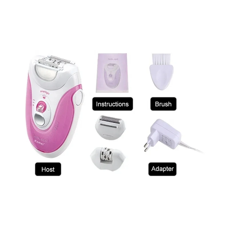Three Heads Women Hair Removal Kemei Km-299 Mini Easy To Carry Electric Razor Epilator For Women 6