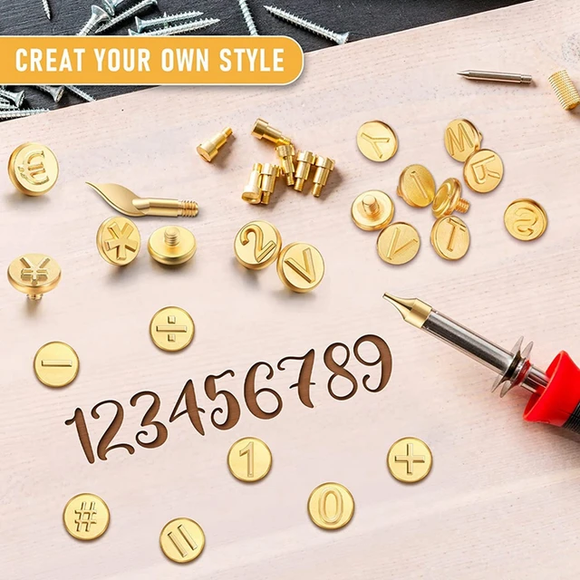 56Pcs Wood Burning Tip Set Letter Wood Burning Tool Including Alphabet for  DIY Embossing Carving Craft Wood Burning - AliExpress