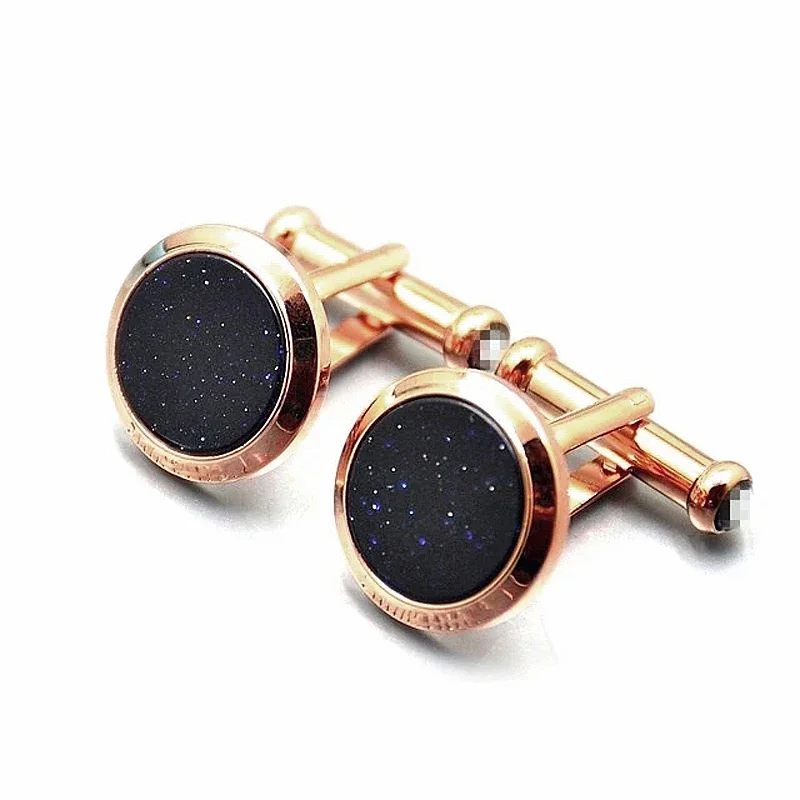 PJS Luxury MB Classic Design Cuff Link with Six Star Branding Round Copper Stamping And Mirror Surface Cufflinks Button Box Set