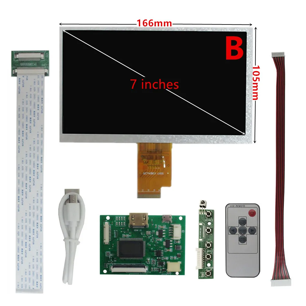 7-дюймовый 1024*600 Φ HDMI-совместимый экран, ЖК-дисплей, плата драйвера монитора для Raspberry Pi B + 2 3 Banana/Orange