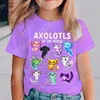 Colorful Cartoon Axolotls Graphic Print Tee, Girls' Casual & Comfy Crew Neck Short Sleeve T-shirt For Spring & Summer 5