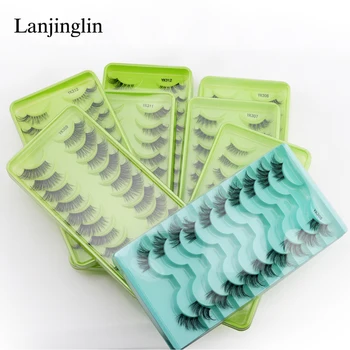 10Boxes Half Lashes 10Pairs Natural Long Fluffy 3D Mink Lash Soft Makeup Tool Reusable False Eyelashes Wholesale Price Faux Cils
