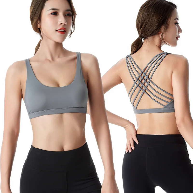 

Fitness Sports Bra for Women Push Up Wirefree Padded Crisscross Strappy Running Gym Training Workout Yoga Underwear Crop Tops