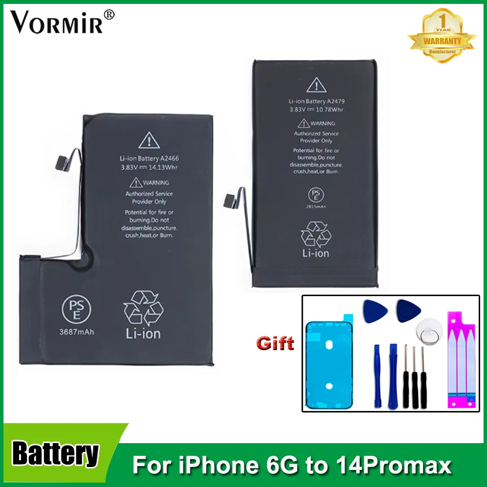 5 Pz/Lotto Batteria Vormir Per Iphone 6S 6 7 8 Plus Se X Xr Xs Max 11 12Mini 12 13 Pro Max Riparazione Del Telefono Batterie Parti Di Ricambio