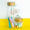 6units Glass Bottle with Aluminum Bamboo Double Cap 50ml 80ml 100ml 150ml 190ml Glass Storage Jars Candy Food Leak proof Bottles 1