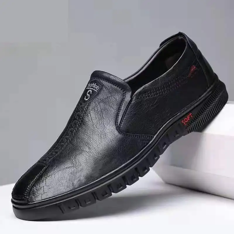 

Casual Leather Shoes PU Soft Surface Soft Bottom Slip-on Slip-on Shoes Fashion Beanie Shoes Driving Work Men's Shoes