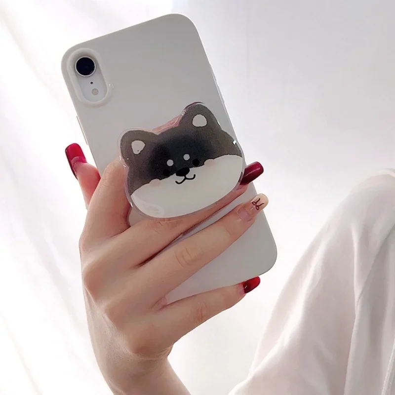 Korean Style Creative Cartoon Husky Dog Folding Finger Grip Phone Holder