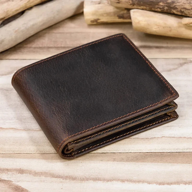 Genuine Leather Men Wallet Bifold Slim Coin Purse
