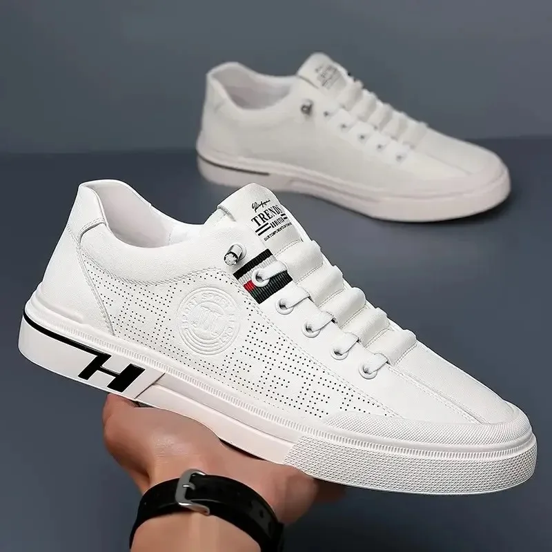 

Men's Leather Casual Shoe Outdoor Light Comfortable Sneaker Non-slip Vulcanized Shoes for Men Whiter Tenis Shoes Zapatos Hombres