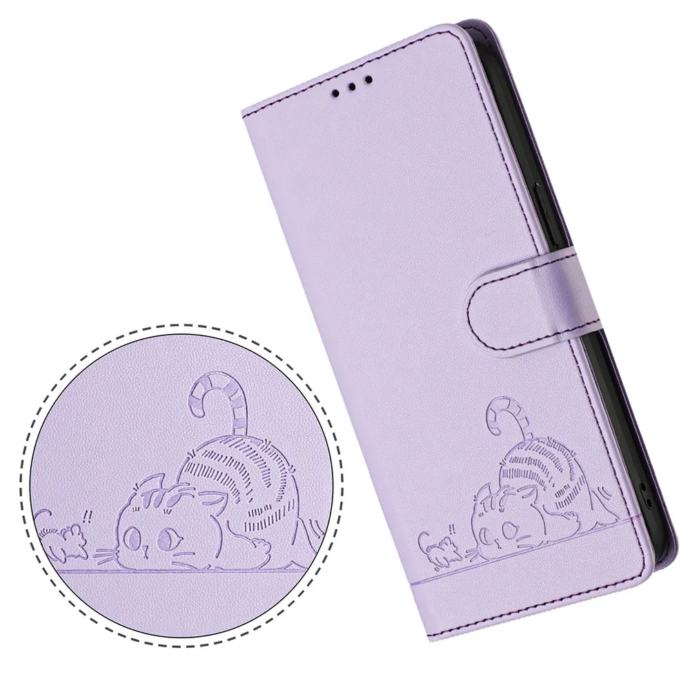 Cute Cat Pattern Wallet Flip Case with Card Slots