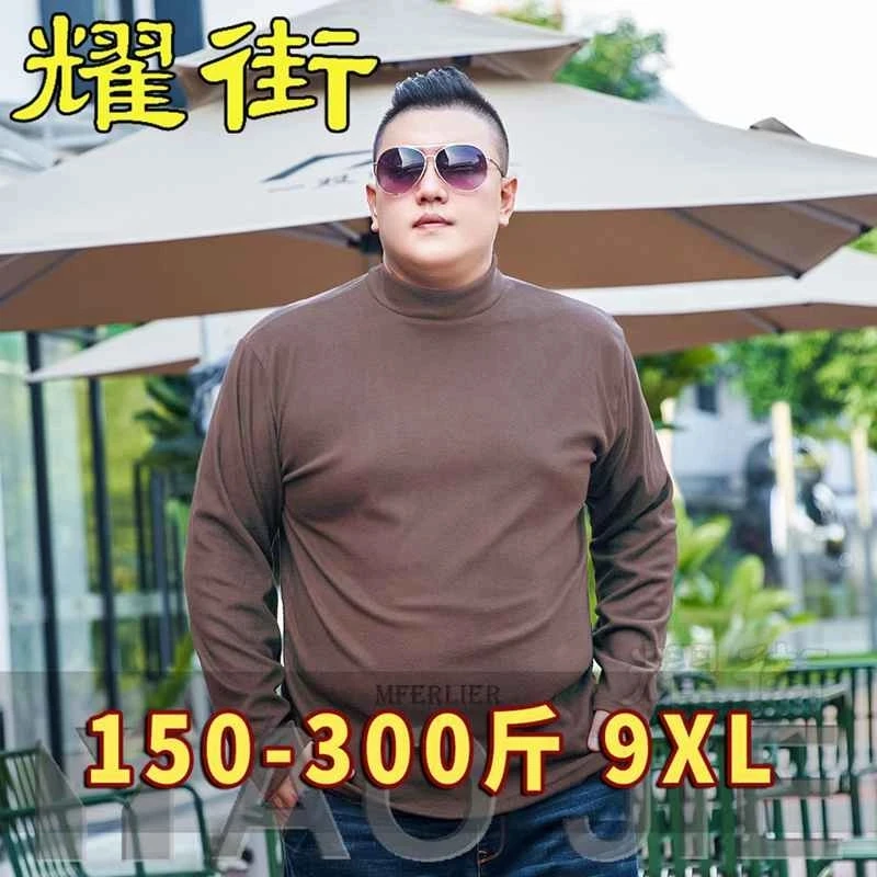 

Large Size 9XL 140KG thin Fleece Winter Mens Thermal Underwear Tops high neck Long Sleeve tees keep warm Soft Thermal Underwear