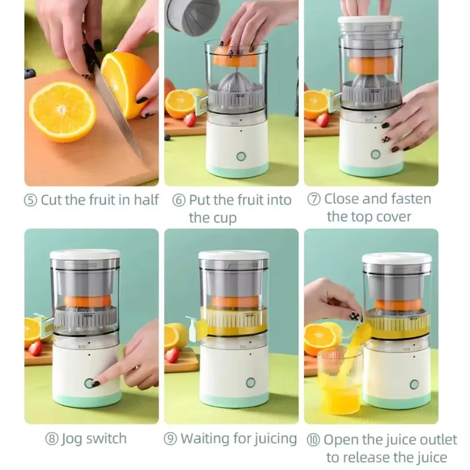 Fruit Juicer Wireless Juicer Automatic Orange Lemon Juicer USB Charge Juice Separator Portable Fruit Extractor